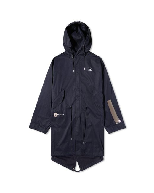 Fred Perry Blue X Raf Simons Printed Patch Parka Jacket for men