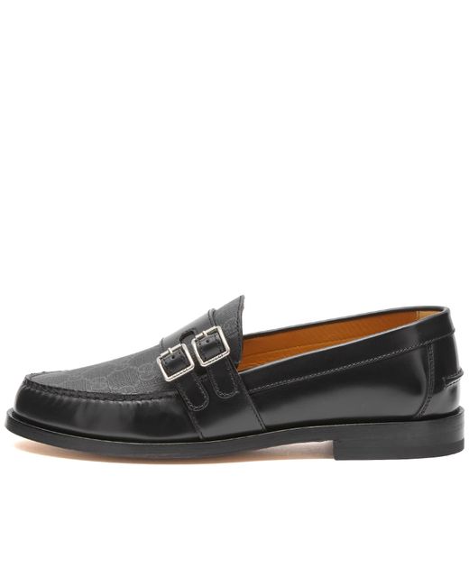 Gucci Black Mellenial Double Buckle Gg Supreme Loafer for men