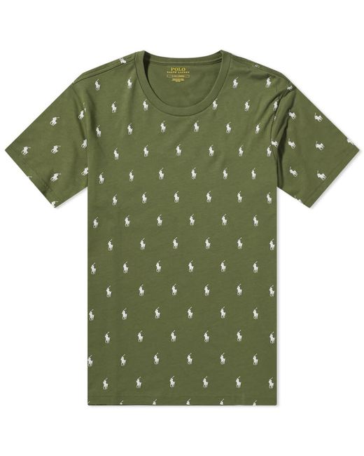 Polo Ralph Lauren Cotton All Over Pony Sleepwear Tshirt in Olive