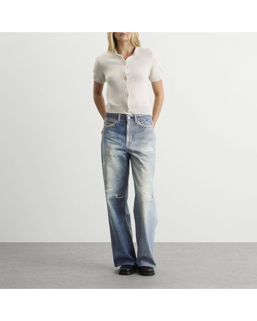 Our Legacy Blue Wide Leg Distressed Jeans