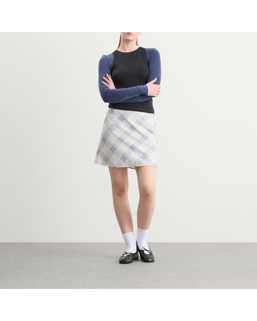 Kijun Blue Essential Check Mini Skirt