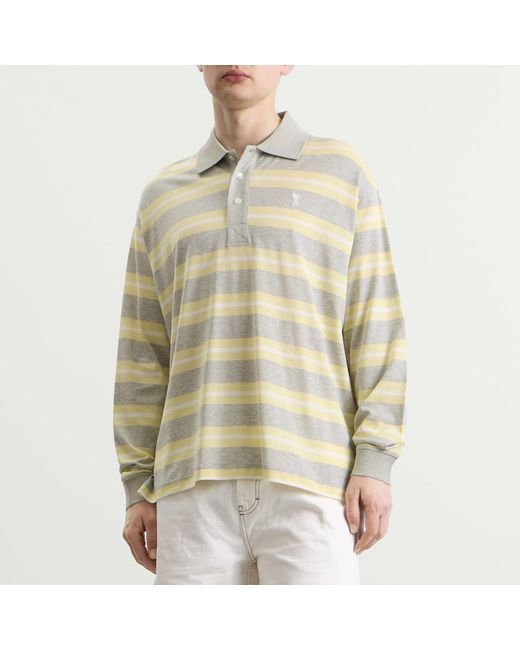 AMI Natural Mercerised Jersey Adc Stripe Polo for men