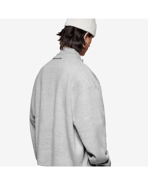 MKI Miyuki-Zoku Gray Mohair Blend Knit Track Jacket for men