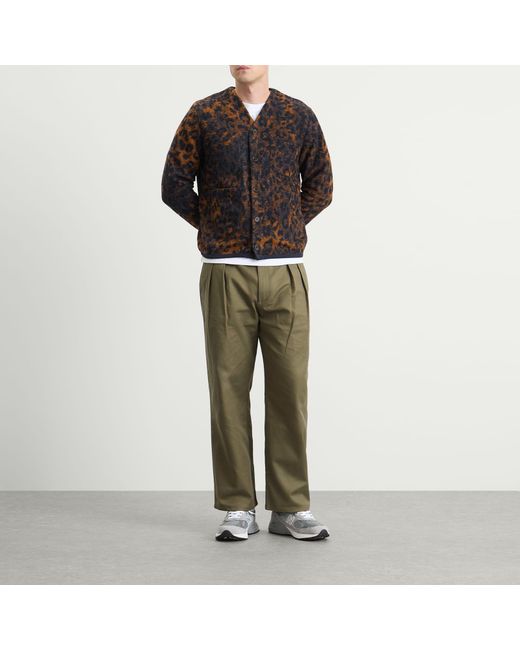 Universal Works Brown Night Leopard Cardigan for men