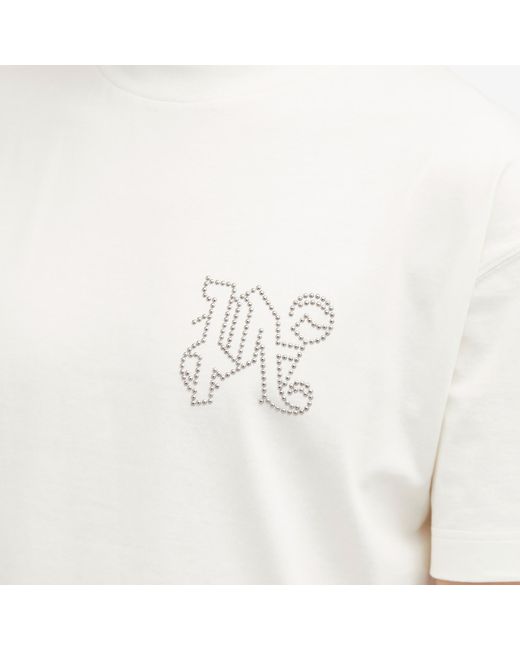 Palm Angels White Monogram Pa Stud T-Shirt for men