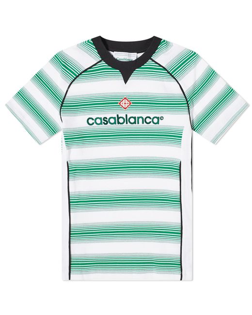 Casablancabrand Green Stripe Logo Stripe T-Shirt for men