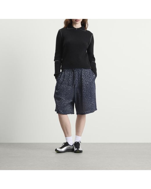 Needles Blue Leopard Print Shorts