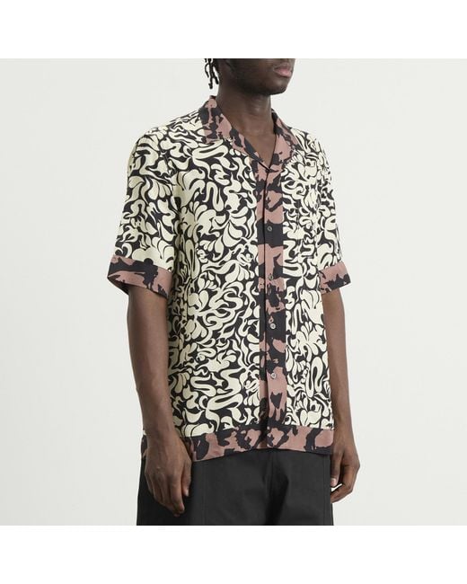 Dries Van Noten Black Squiggle Border Print Shirt for men