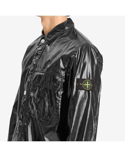 Stone Island Mussola Gommata-Tc Shirt Jacket in Black for Men | Lyst