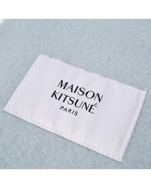 Maison Kitsuné Blue Baby Alpaca Plain Scarf for men