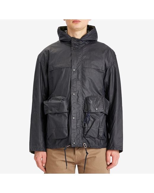 Barbour Black Heritage+ Modified Durham Wax Jacket for men