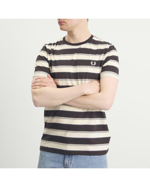 Fred Perry Gray Fine Stripe T-Shirt for men