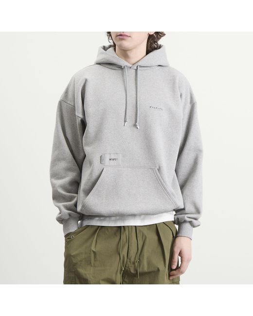 (w)taps Gray Mon Logo Hoodie for men