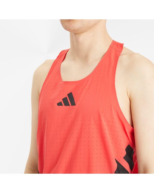 Adidas Originals Red Adidas Adizero Road To Records Tank Top for men
