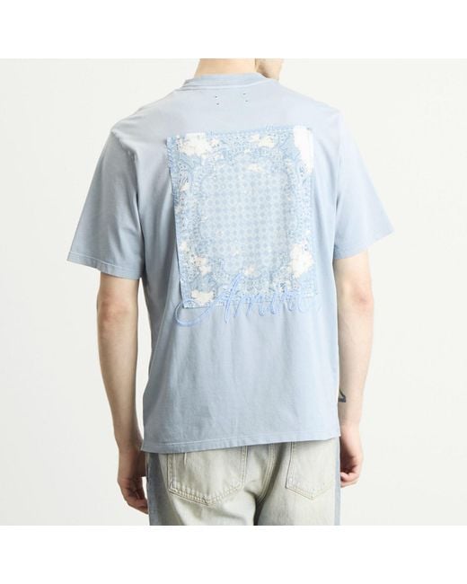Amiri Blue Bleach Bandana Patch T-Shirt for men