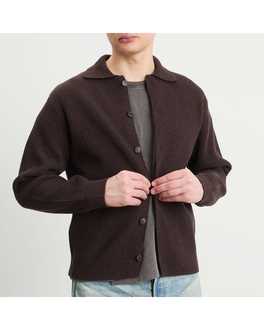 Auralee Black Rib Knit Cardigan for men