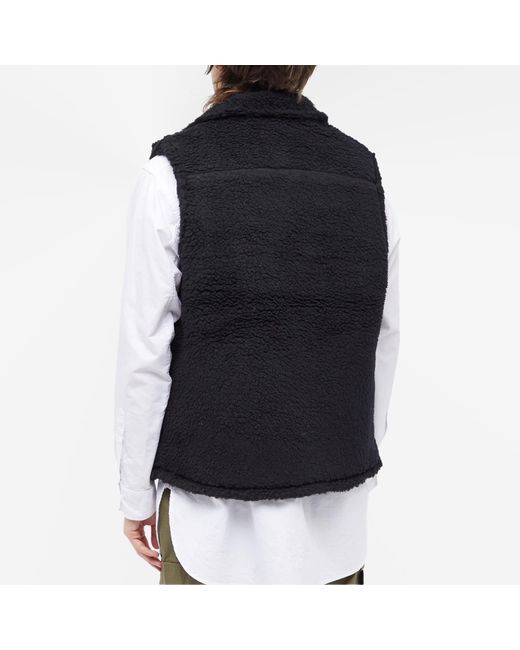 Beams Plus Black Stand Collar Boa Fleece Vest for men