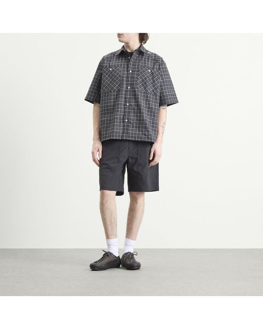 Roa Gray Aair Floweave Printed Check Short Sleeve Shirt for men