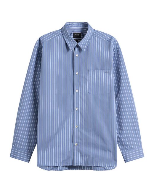 A.P.C. Blue Loose-Fit Striped Shirt for men