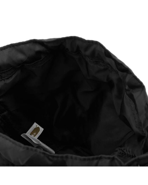 A Bathing Ape Black Porter Solid Camo Drawstring Bag for men
