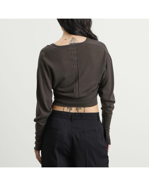 Rick Owens Black V-Neck Cropped Jumper