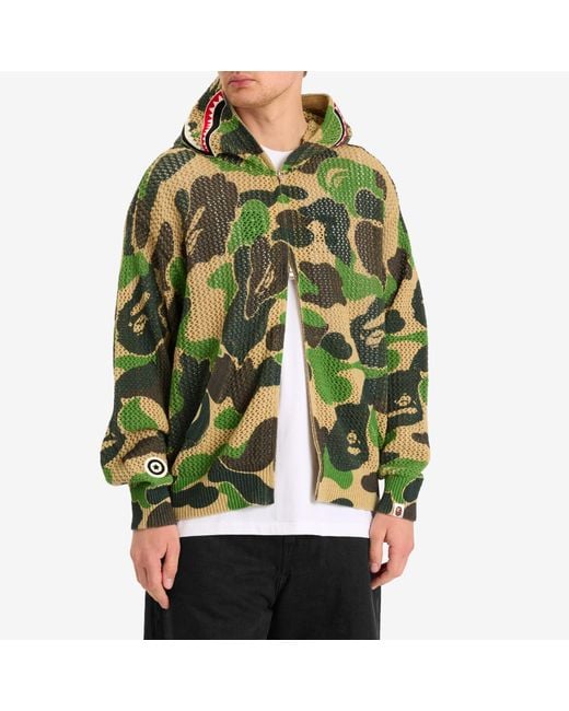 A Bathing Ape Abc Camo Crochet Relaxed Fit Shark Zip Hoodie in