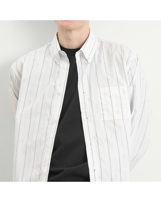 Drole de Monsieur White Monogramme Stripe Shirt for men