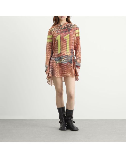 PAOLINA RUSSO Red Long Sleeve Short Dress
