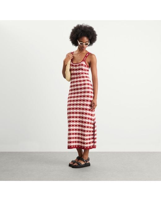 House Of Sunny Red Picnic Hockney Midi Dress