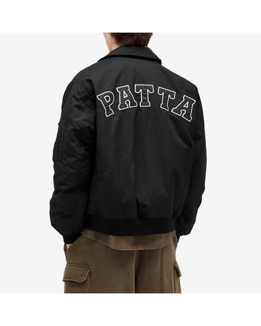 PATTA Black Jet Nylon Bomber Jacket for men