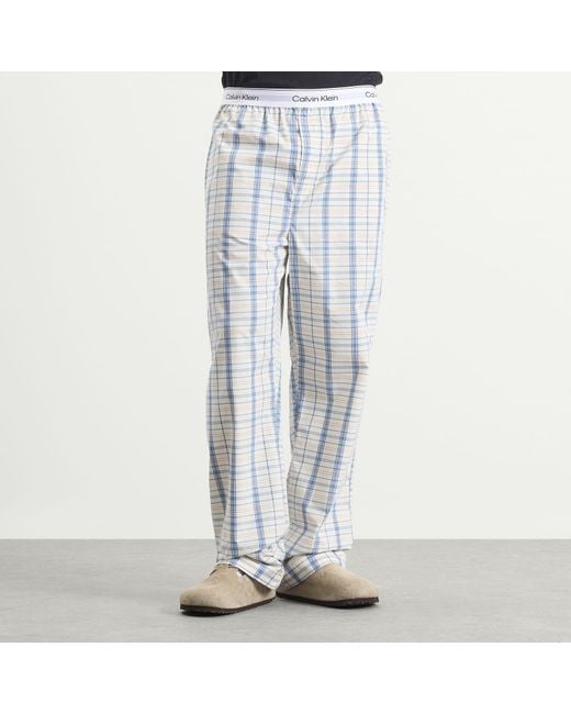Calvin Klein Blue Cotton Poplin Sleep Pant for men