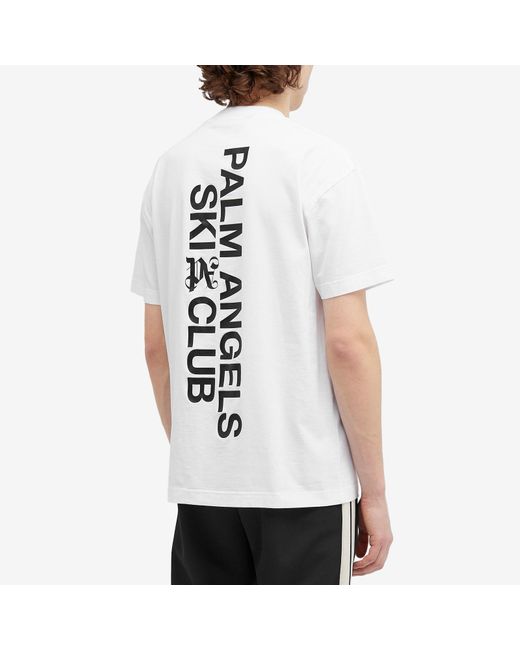 Palm Angels White Small Logo Ski Club T-Shirt for men