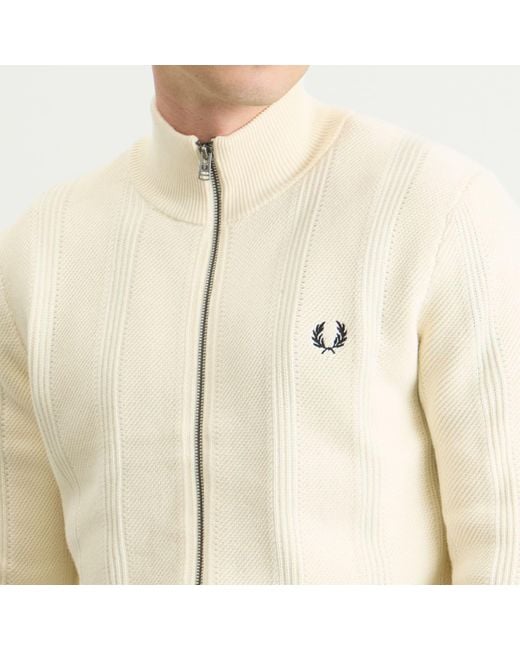 Fred Perry Natural Textured Zip Through Cardigan for men