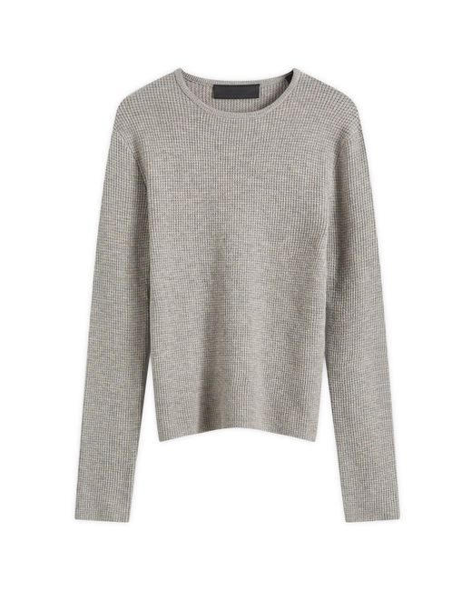 Fear Of God Gray Waffle Fitted Long Sleeve Sweater