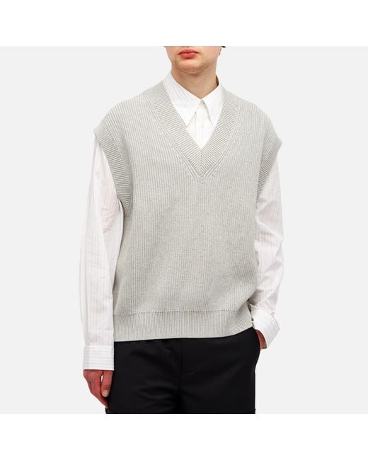 Studio Nicholson White Knitted Vest for men