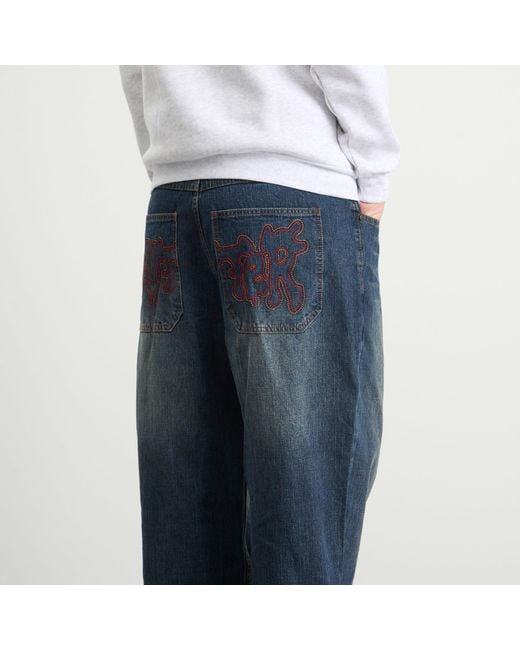 Butter Goods Blue Blotch Baggy Denim Jeans for men
