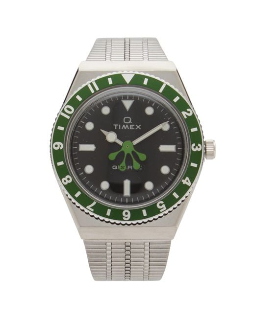 Timex Green X Seconde/Seconde/ Steel Q Sequel Top Ring Watch