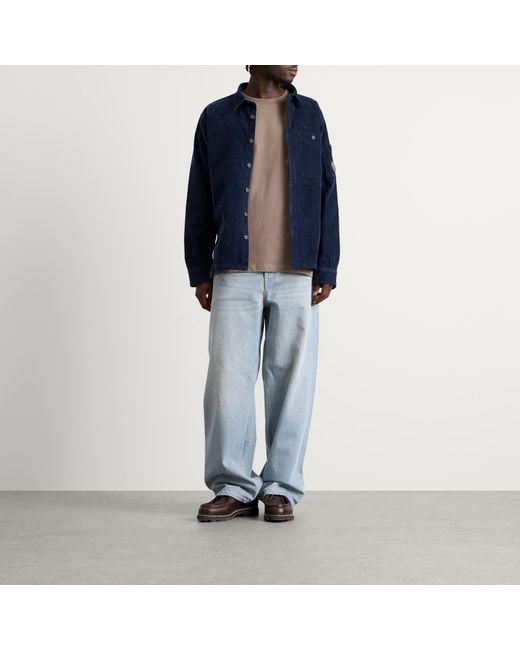 C P Company Blue Corduroy Lens Overshirt for men