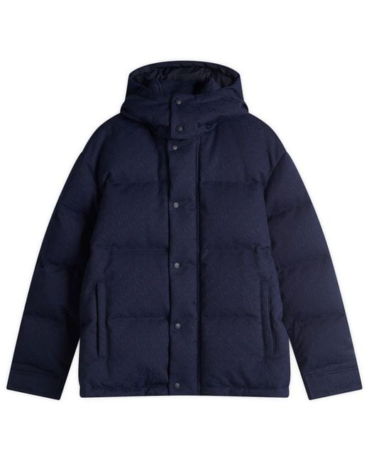Gucci Blue Gg Canvas Down Hooded Jacket for men
