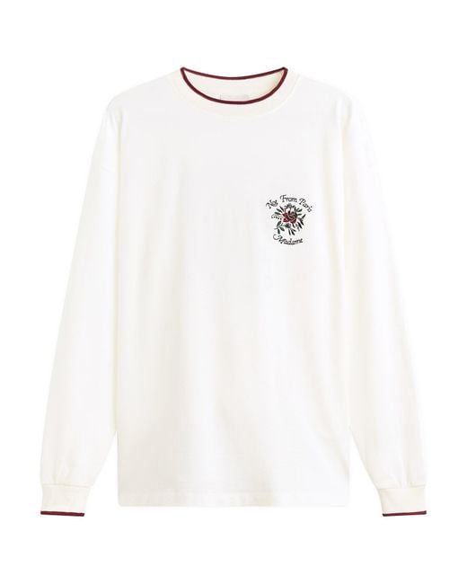 Drole de Monsieur White Rose Slogan Long Sleeve T-Shirt for men