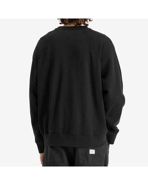 Maison Kitsuné Black Embroidery Oversize Raglan Crew Sweatshirt for men