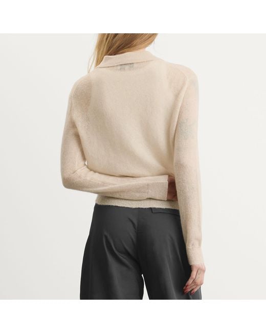 Studio Nicholson White Long Sleeve Polo Knit