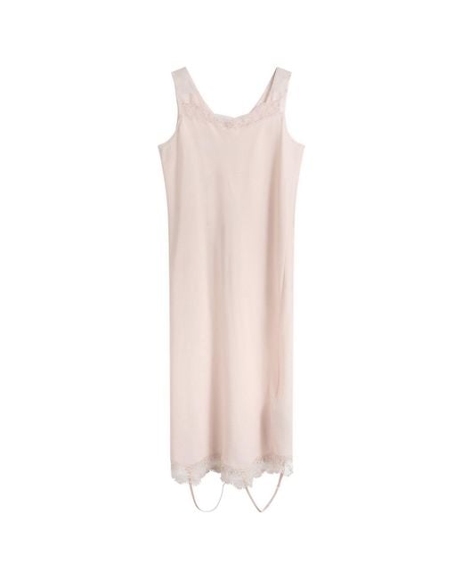 Maison Margiela Pink Mm6 Lace Cami Midi Dress
