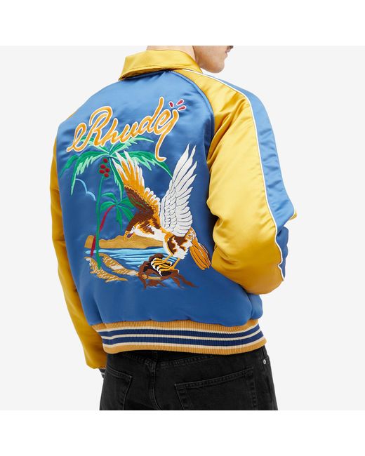Rhude Blue Palm Eagles Souvenier Jacket for men