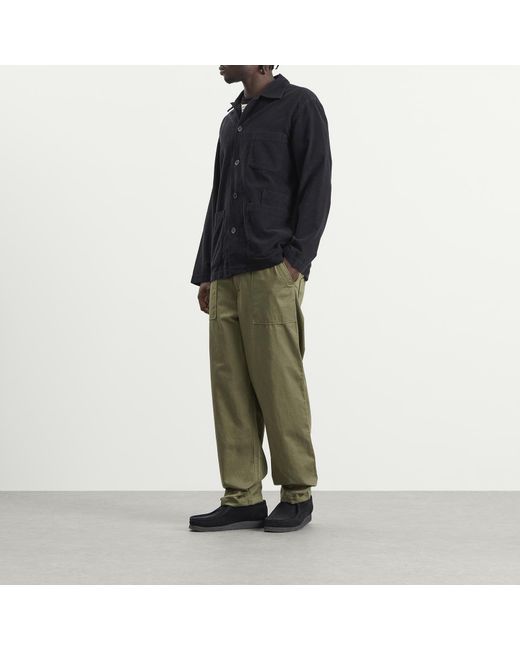 Universal Works Black Fine Cord Bakers Overshirt for men