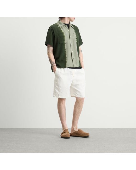 Nomarythm Textile Green Hand Dye Open Collar Shirt for men