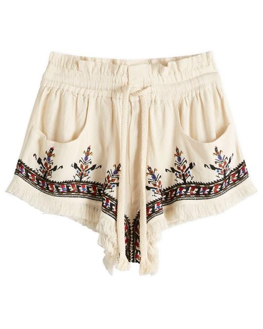 Isabel Marant Natural Kriss Embroidered Shorts