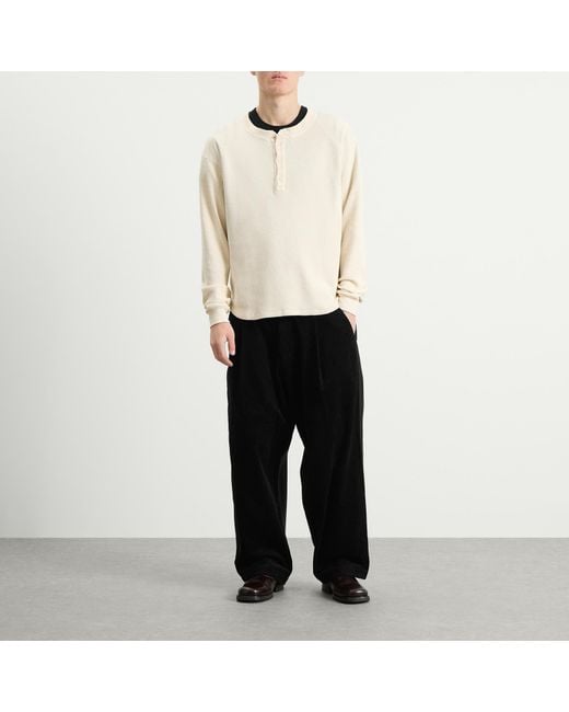 Les Tien White Thermal Baseball Henley for men