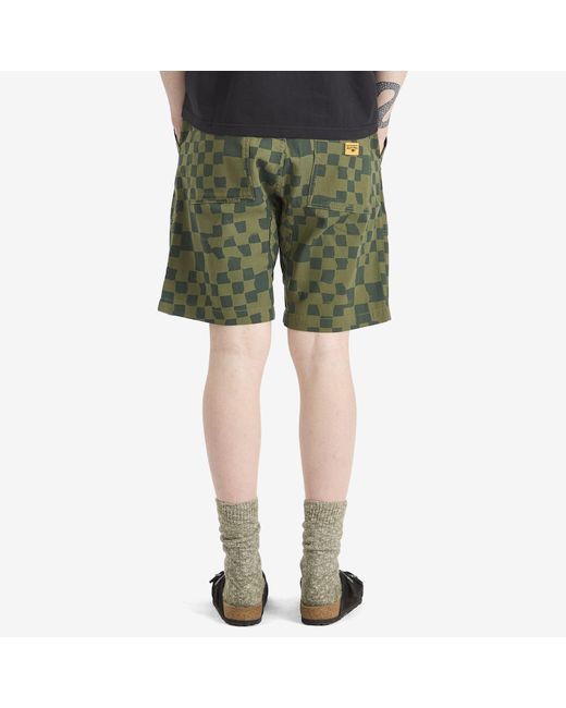 Service Works Green Printed Chef Short for men