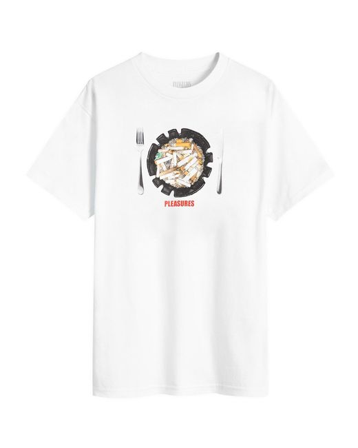 Pleasures White Bold Ashtray Graphic Cotton T-Shirt for men